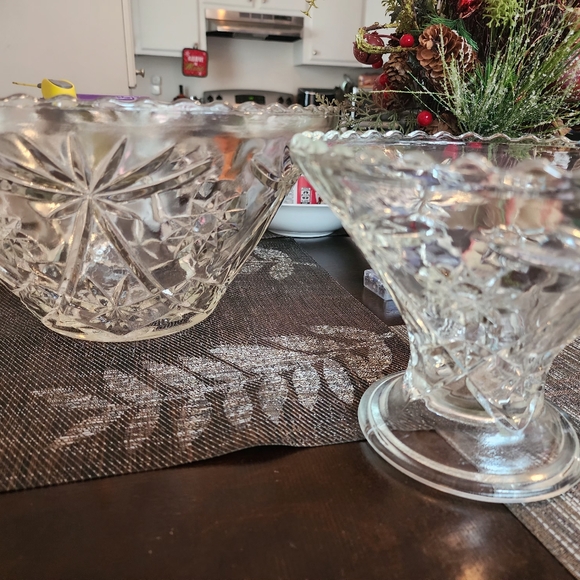 Vintage 1970 Anchor Hocking Star of David Punch bowl and cake bowl - Picture 4 of 5